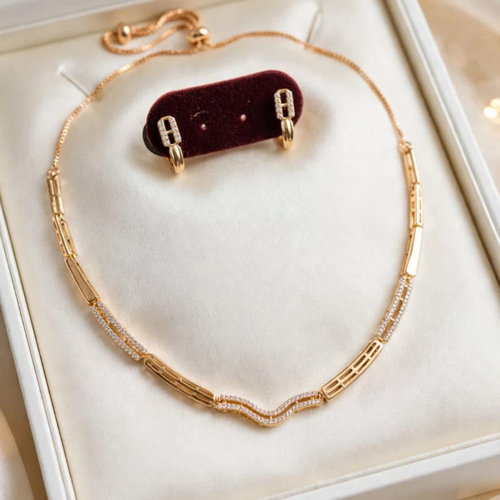 Aamrapali Modern Minimalist Austrian Stone Designer Necklace Set