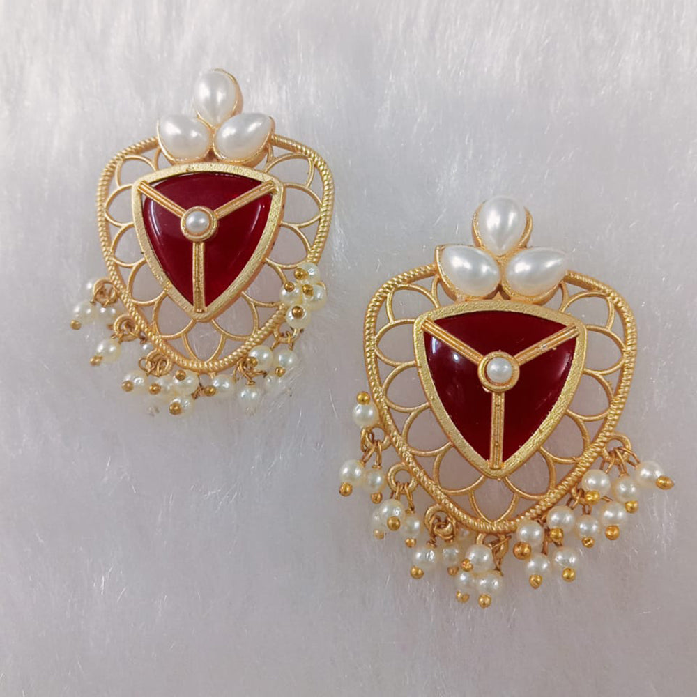 Marudhar Creations Gold Plated Matte Finish Dangler Earrings