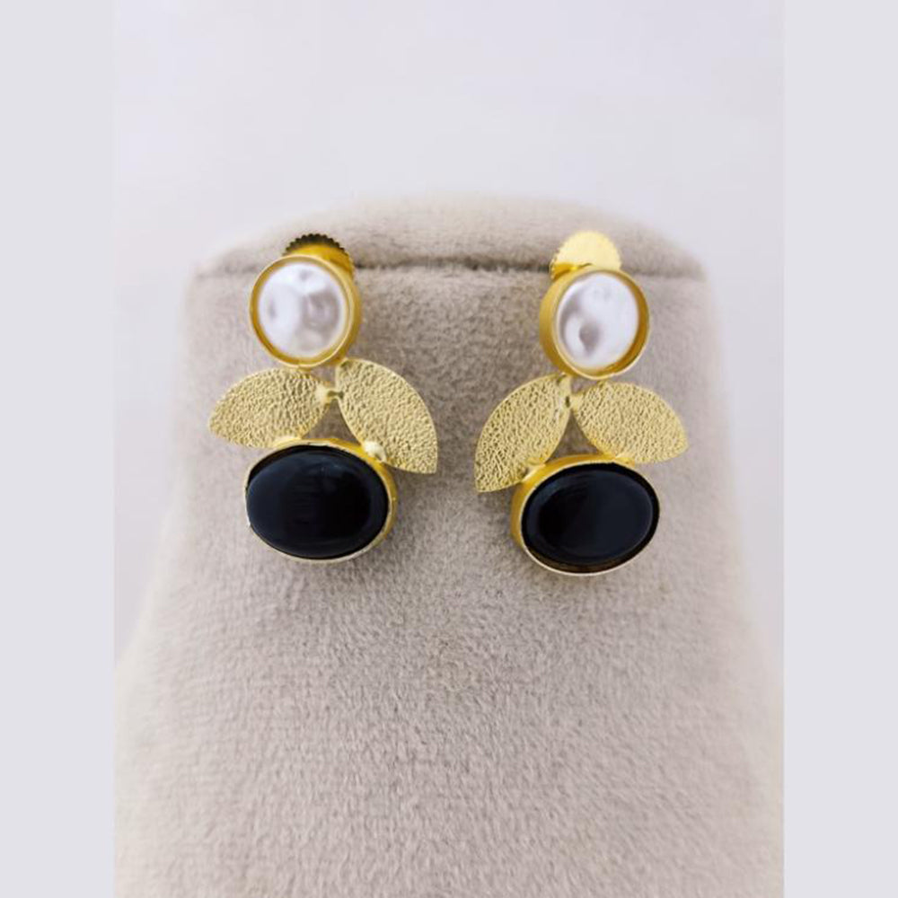 Marudhar Creations Mother of Pearl Pota Stone Dangler Earrings