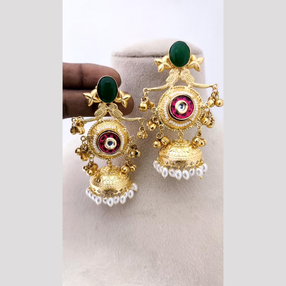 Marudhar Creations Regal Avian Motif Pearl Jhumkas