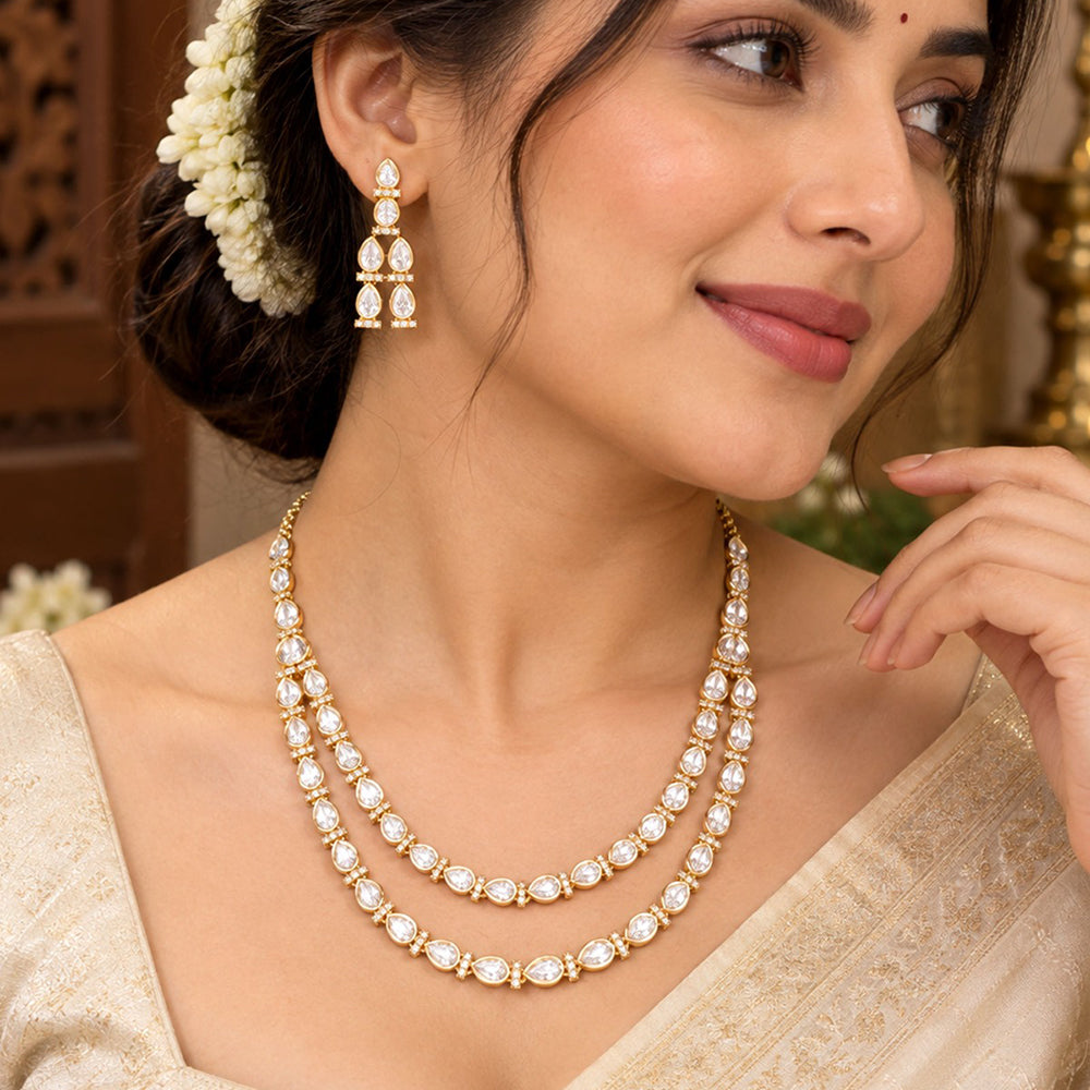 Everlasting Jadau Polki Kundan Stone Premium Necklace Set