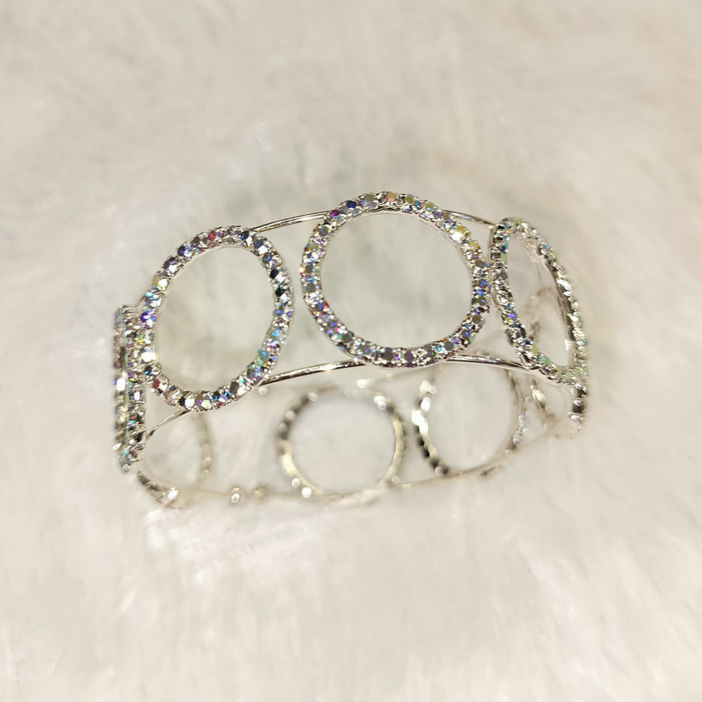 Abhinandan Silver Plated Austrian Stone Openable Bangle