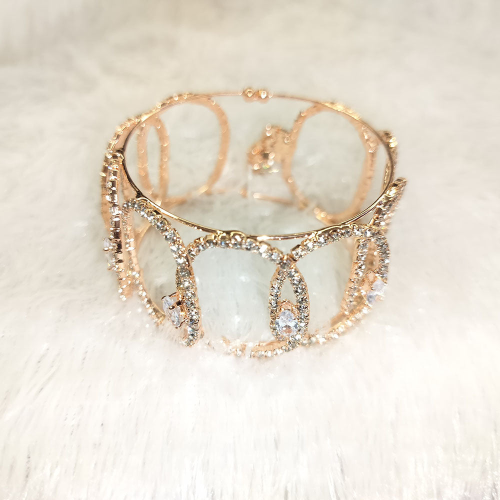 Abhinandan Rose Gold Plated Austrian Stone Openable Bangle