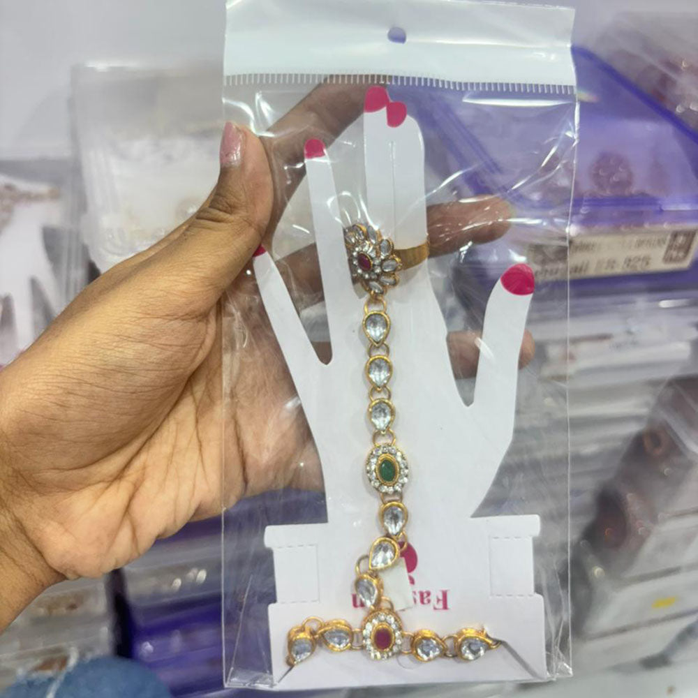 Abhinandan Kundan Stone And Pearl Pota Stone Hand Harness