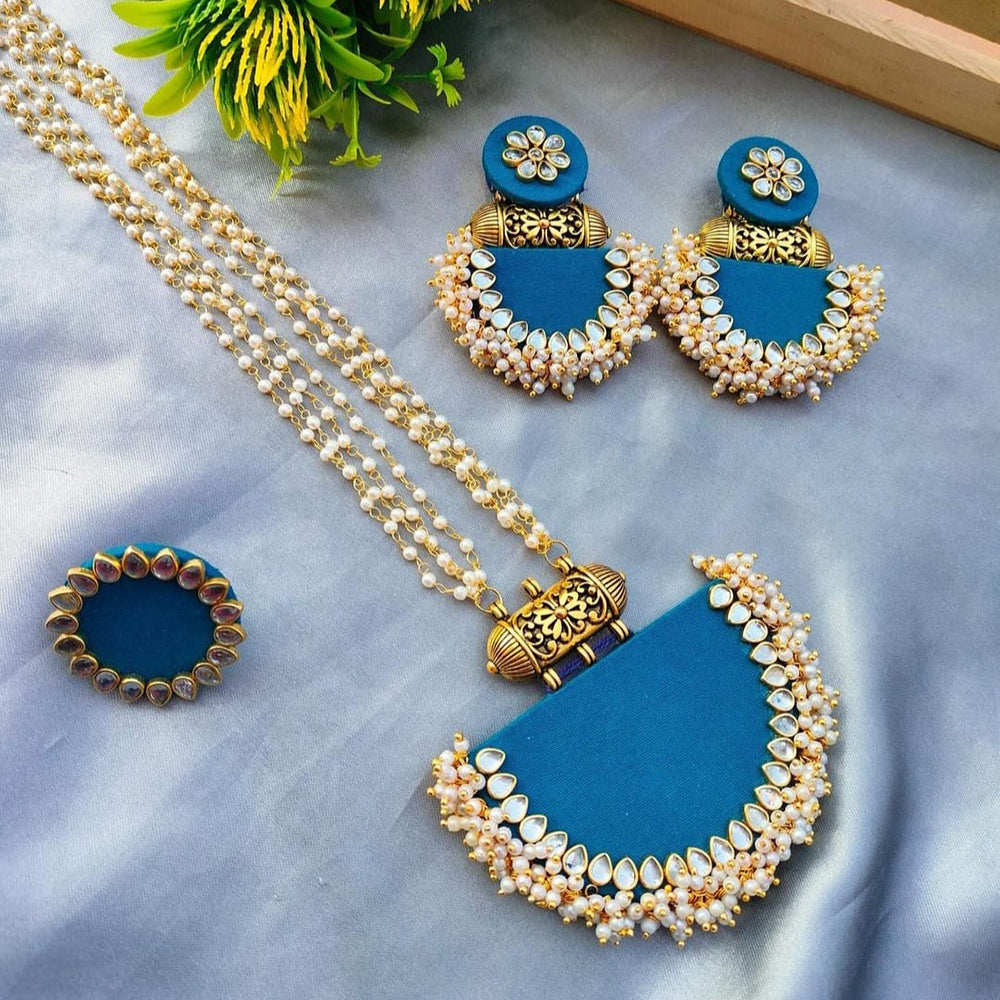 Handmade For Her Gold Plated Pearl Handmade Necklace Set