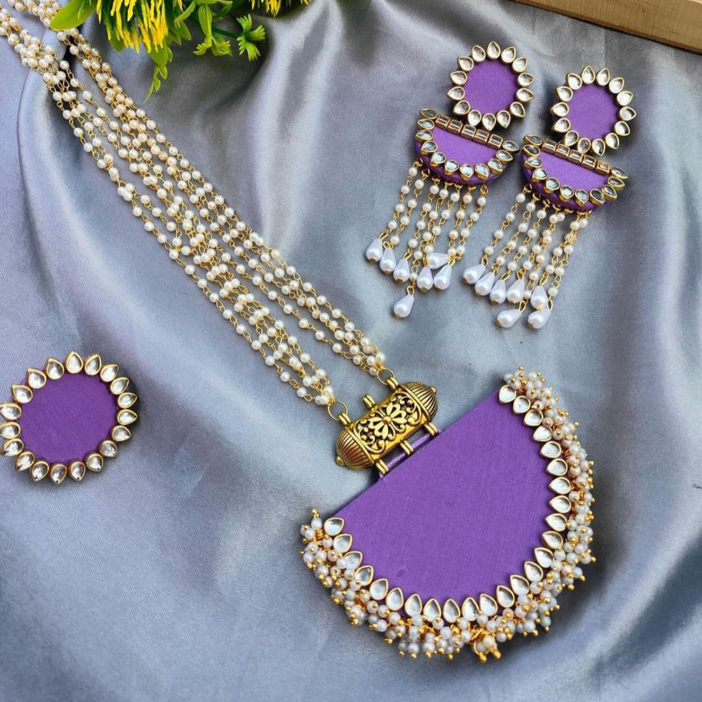 Handmade For Her Gold Plated Pearl Handmade Necklace Set