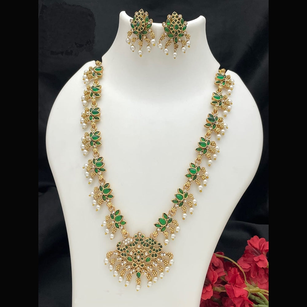 Joyful Jewel Art Traditional Matte Pota Stone And Pearl Necklace Set