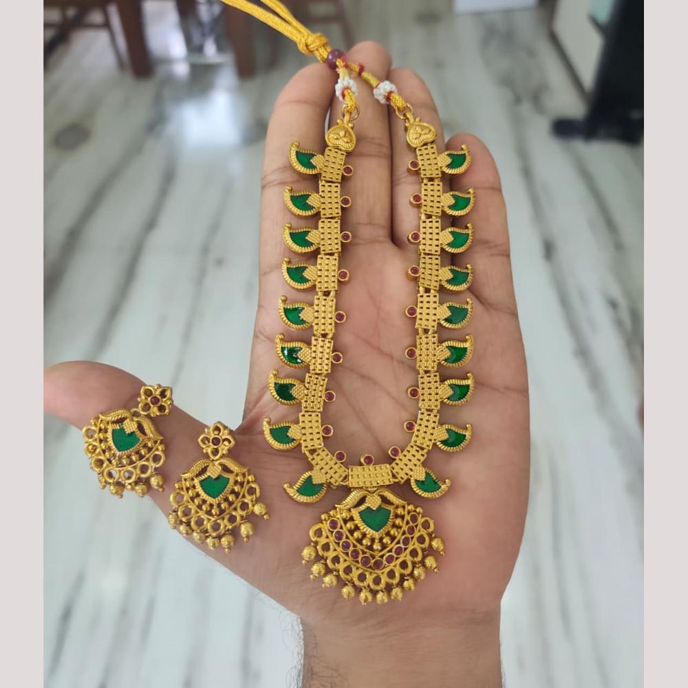 Joyful Jewel Art Traditional Matte Pota Stone And Pearl Necklace Set