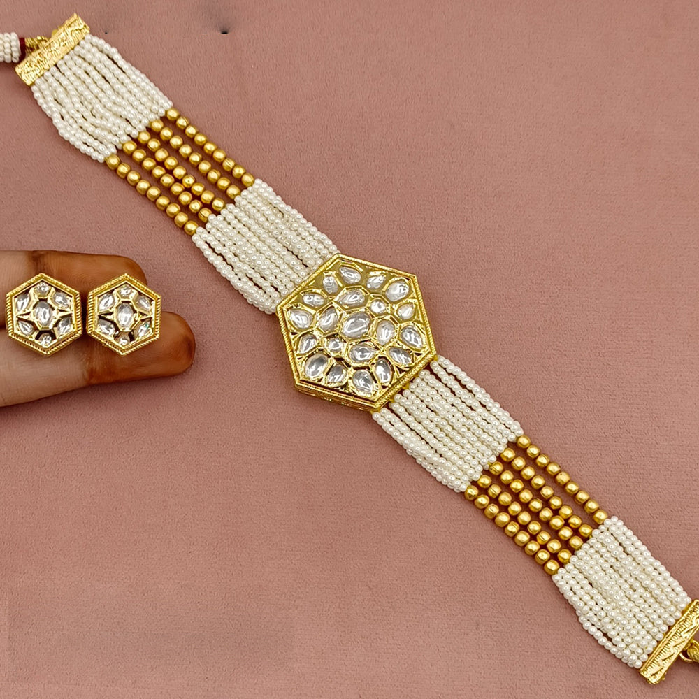 Amoliya Jewels Gold Plated Polki Kundan Choker Necklace Set