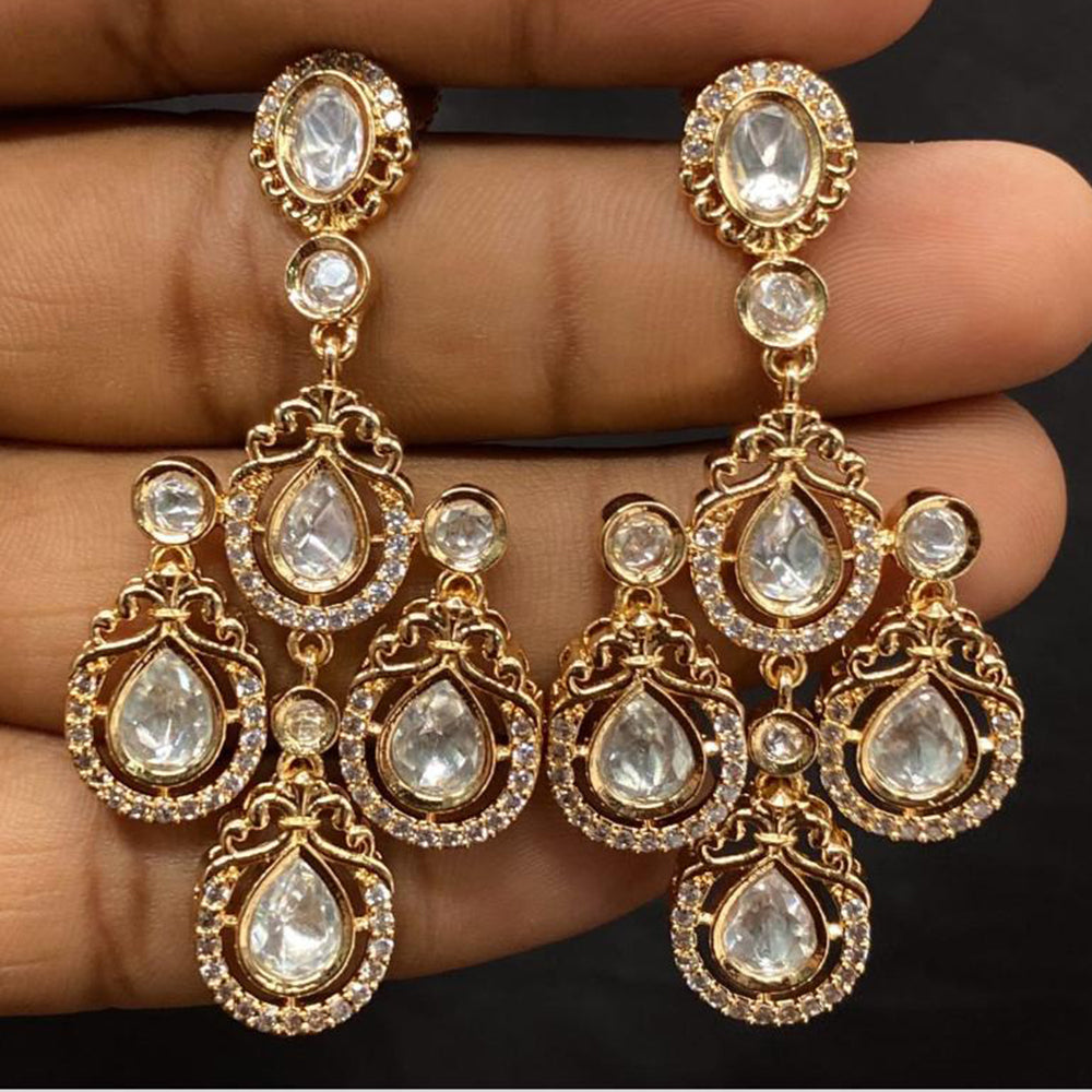 Amoliya Jewels Gold Plated Kundan Stone Dangler Earrings