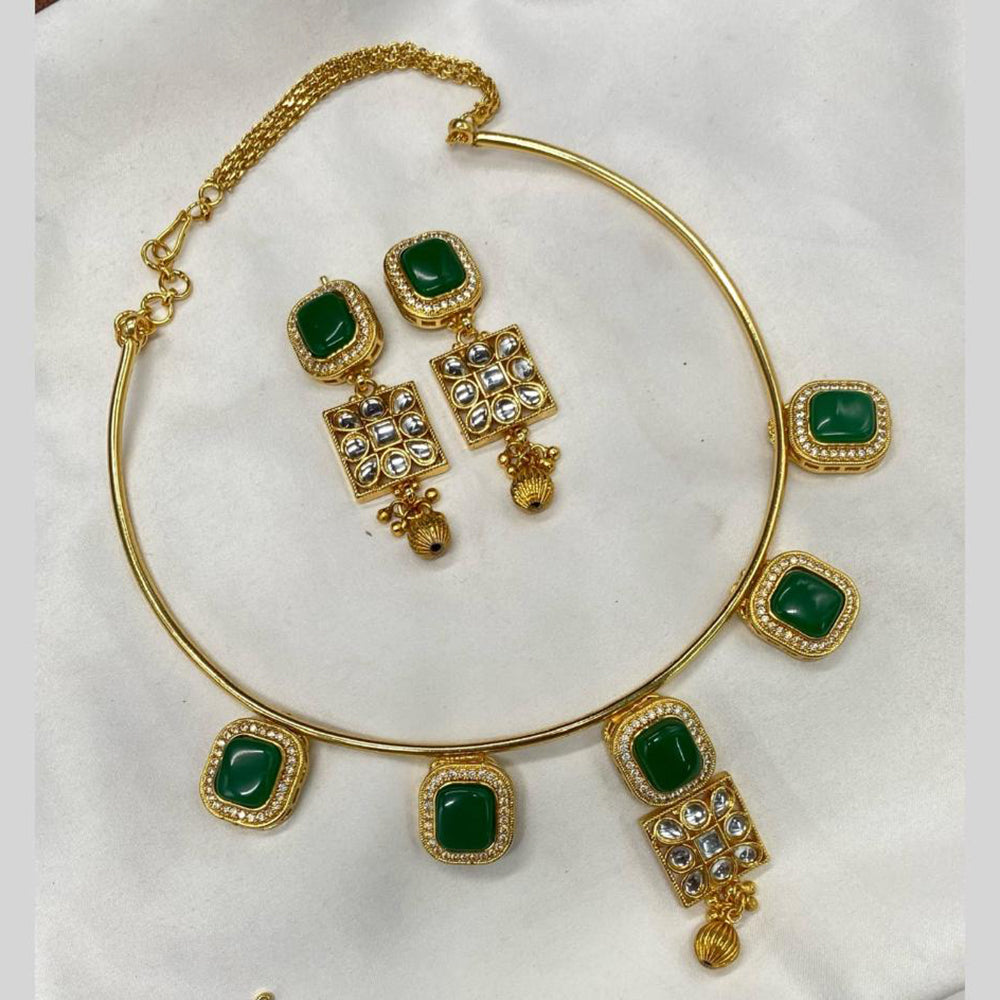 Amoliya Jewels Gold Plated Kundan Stone & Austrian Stone Necklace Set