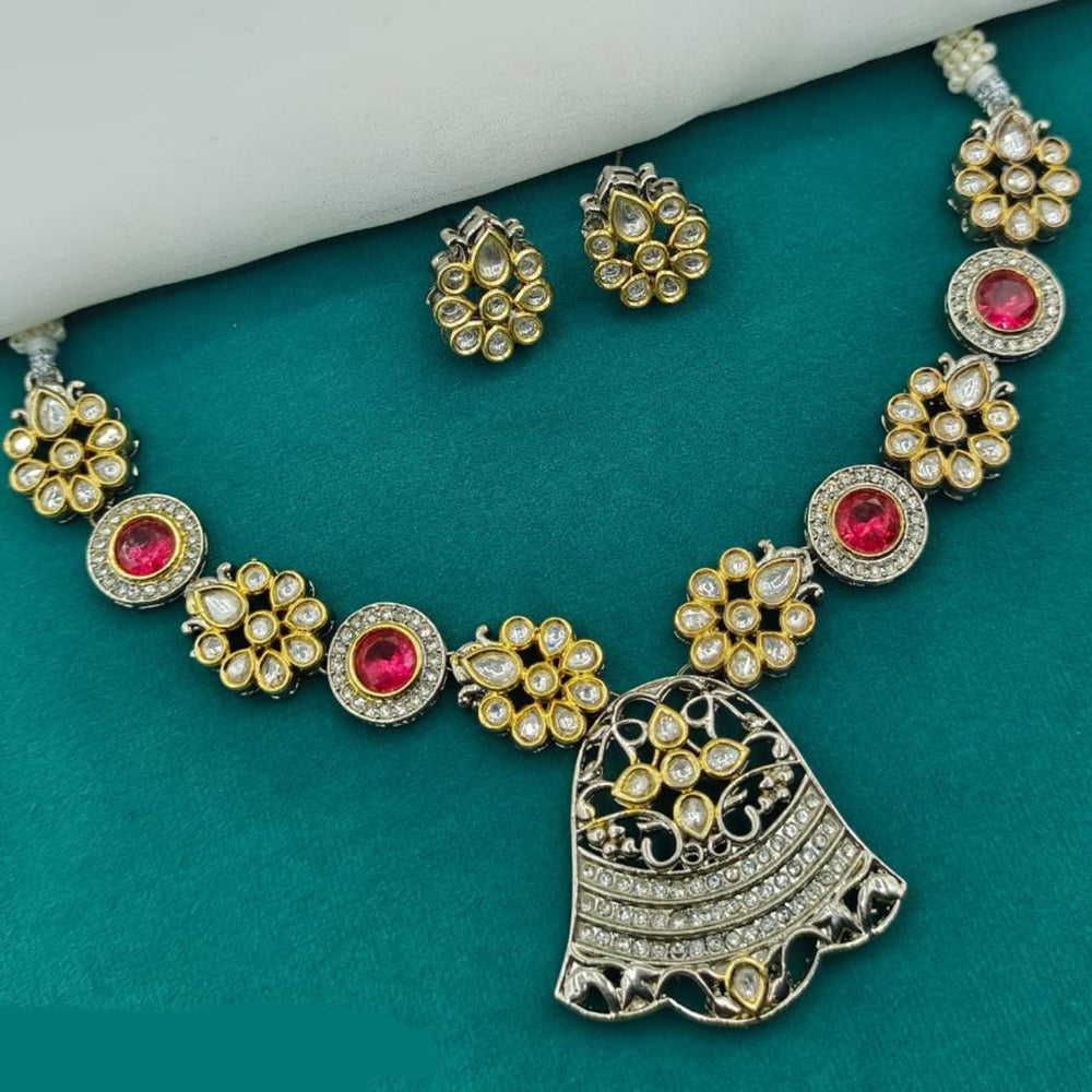 Amoliya Jewels 2 Tone Plated Kundan Stone Necklace Set