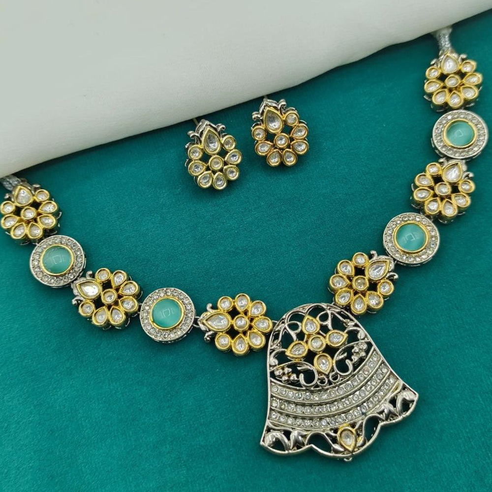 Amoliya Jewels 2 Tone Plated Kundan Stone Necklace Set