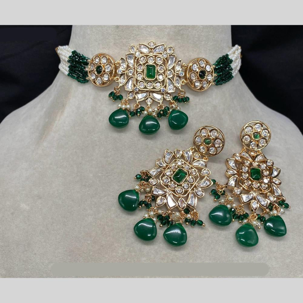 Amoliya Jewels Gold Plated Kundan Stone Necklace Set