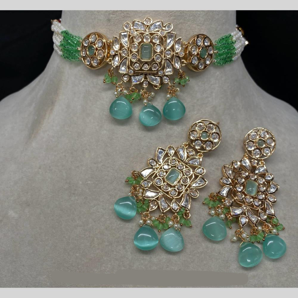 Amoliya Jewels Gold Plated Kundan Stone Necklace Set