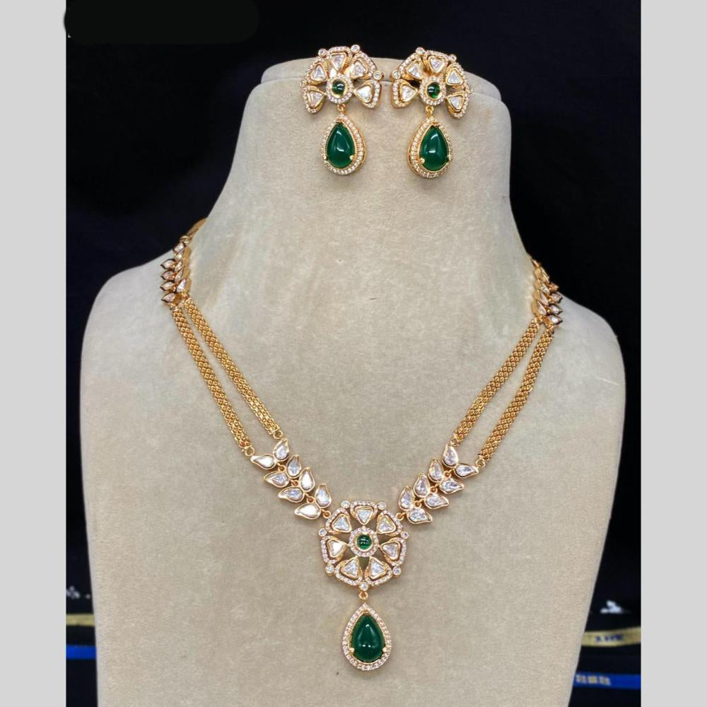 Amoliya Jewels Gold Plated Kundan Stone & Austrian Stone Necklace Set