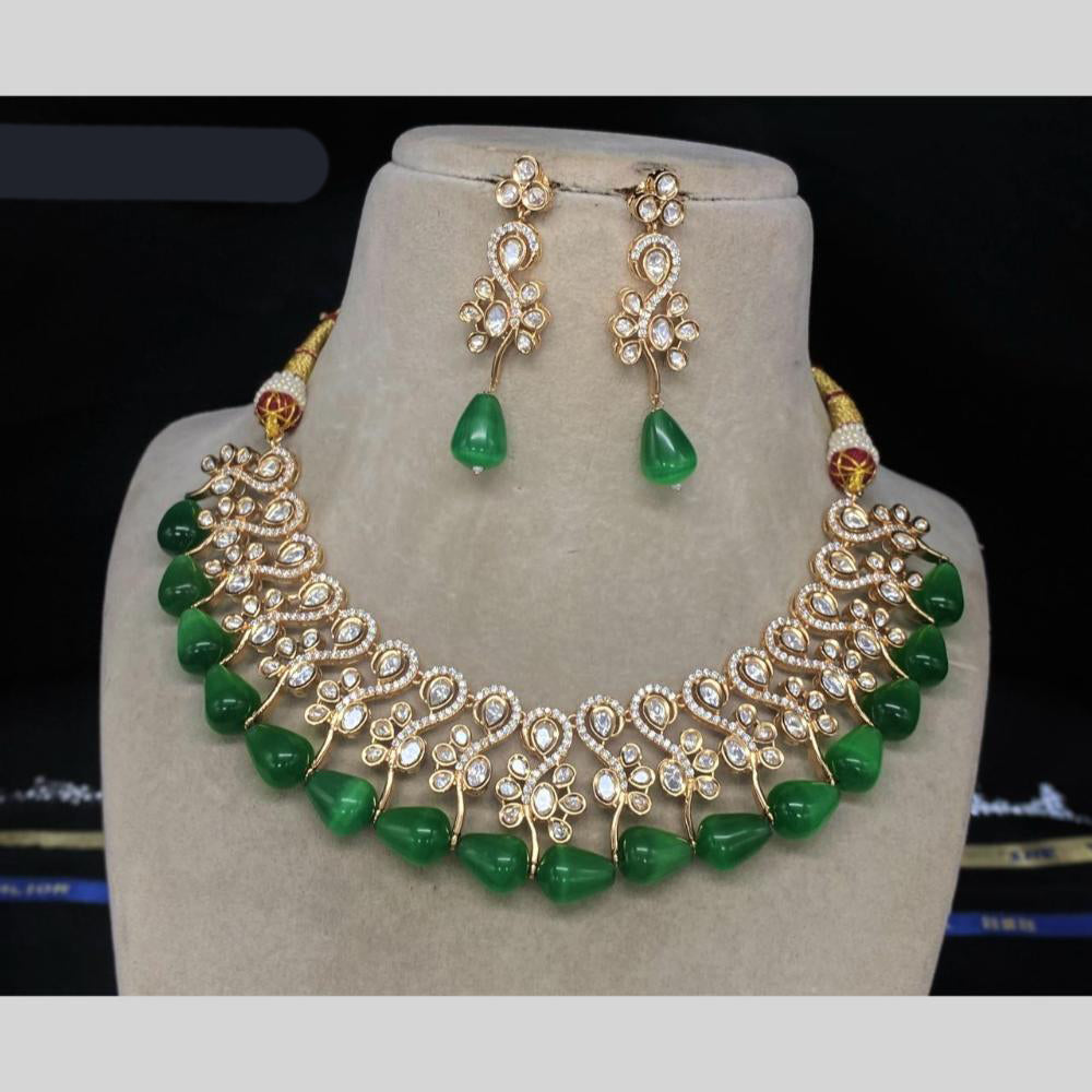 Amoliya Jewels Gold Plated Polki Kundan & Pearls Necklace Set