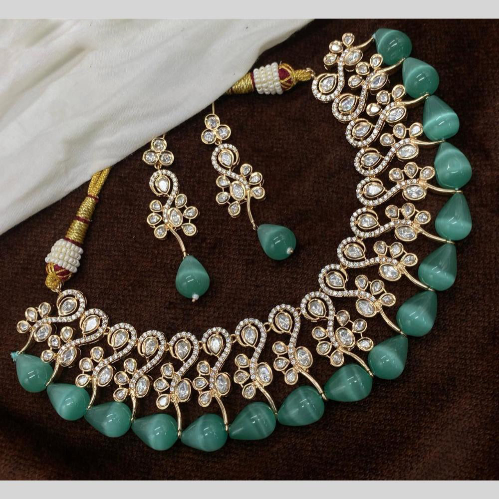 Amoliya Jewels Gold Plated Polki Kundan & Pearls Necklace Set