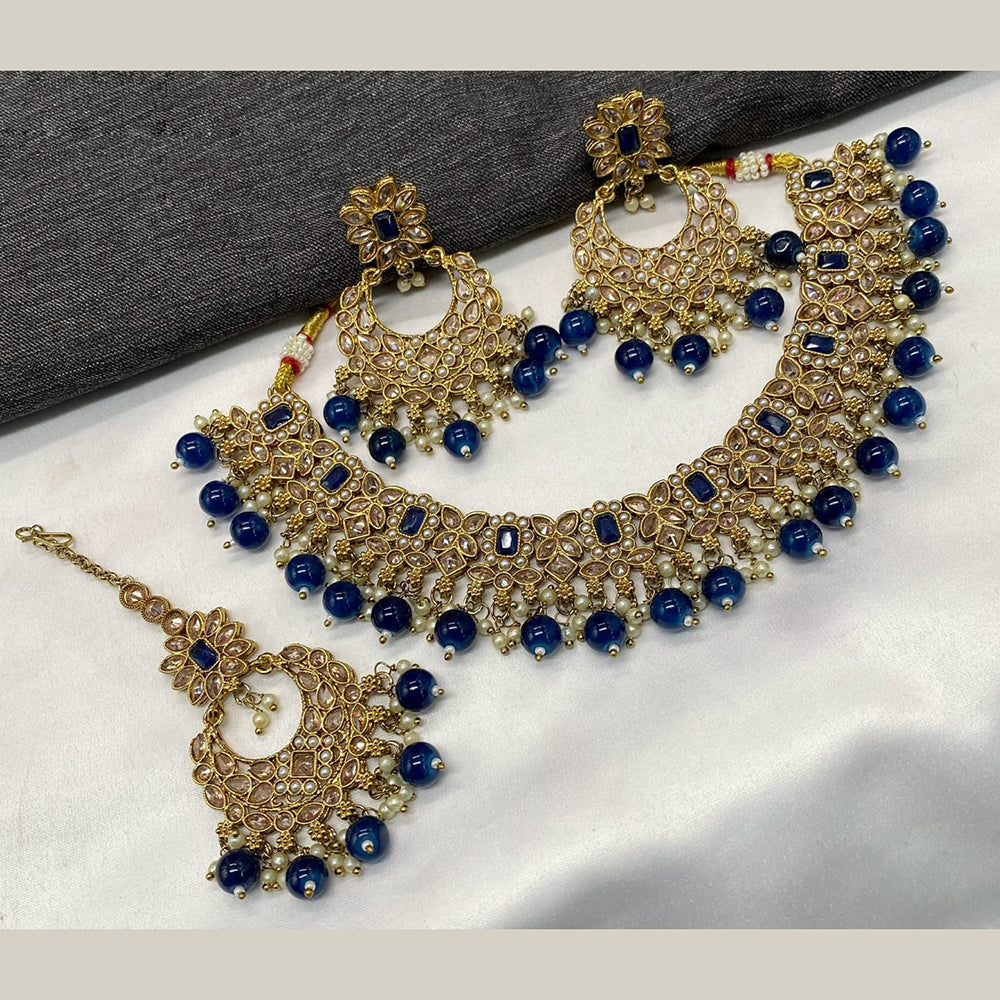 Amoliya Jewels Gold Plated Crystal Stone Necklace Set