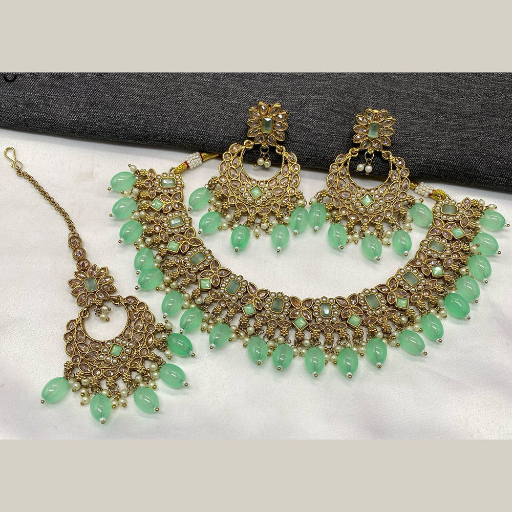 Amoliya Jewels Gold Plated Crystal Stone Necklace Set