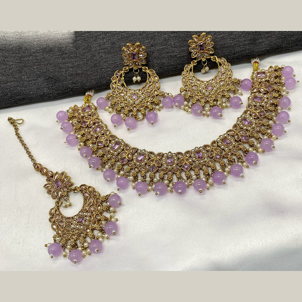 Amoliya Jewels Gold Plated Crystal Stone Necklace Set