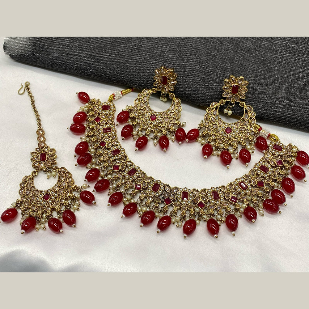 Amoliya Jewels Gold Plated Crystal Stone Necklace Set