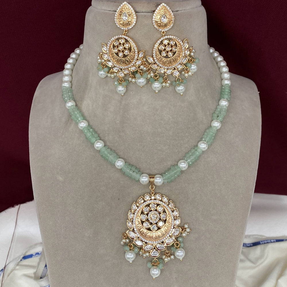 Amoliya Jewels Gold Plated Polki Kundan And Pearls Necklace Set