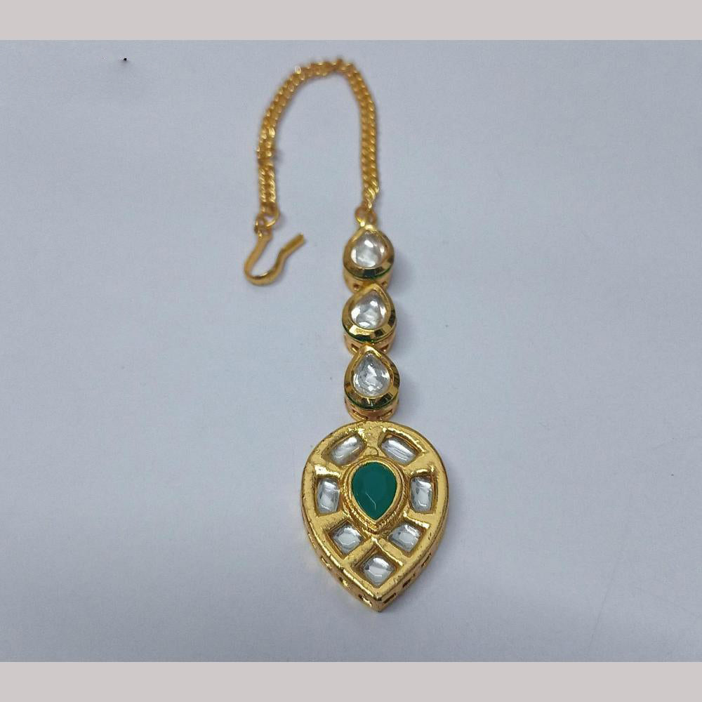Amoliya Jewels Gold Plated Kundan Stone Maangtikka