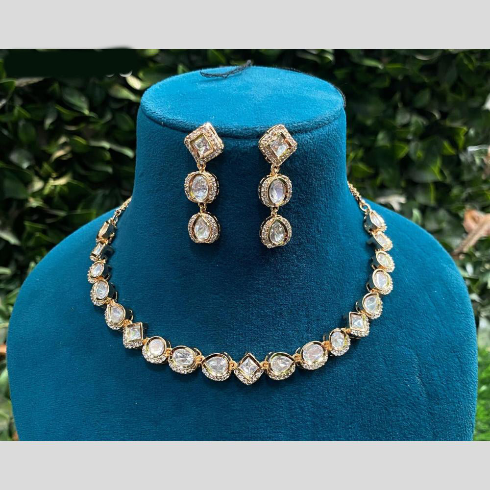 Amoliya Jewels Gold Plated Kundan Stone Necklace Set