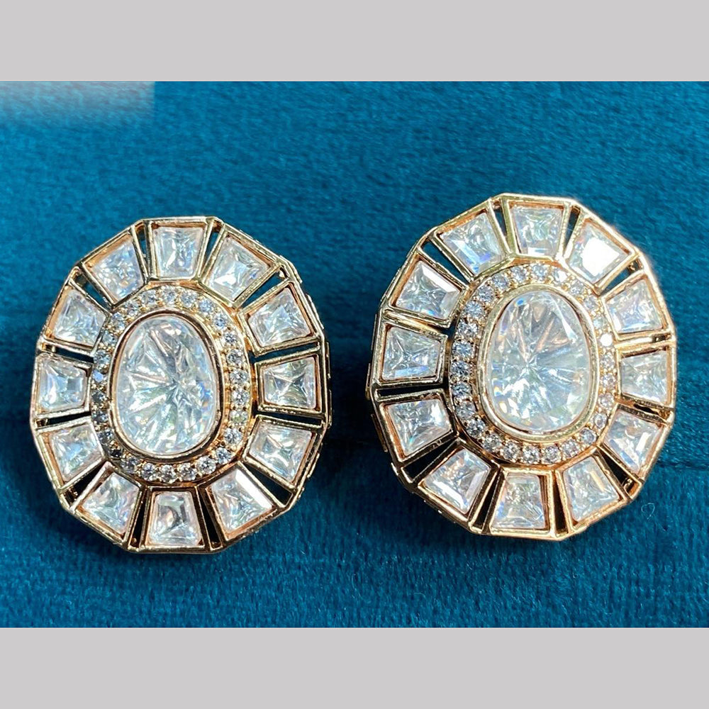 Amoliya Jewels Gold Plated Polki Kundan Stud Earrings