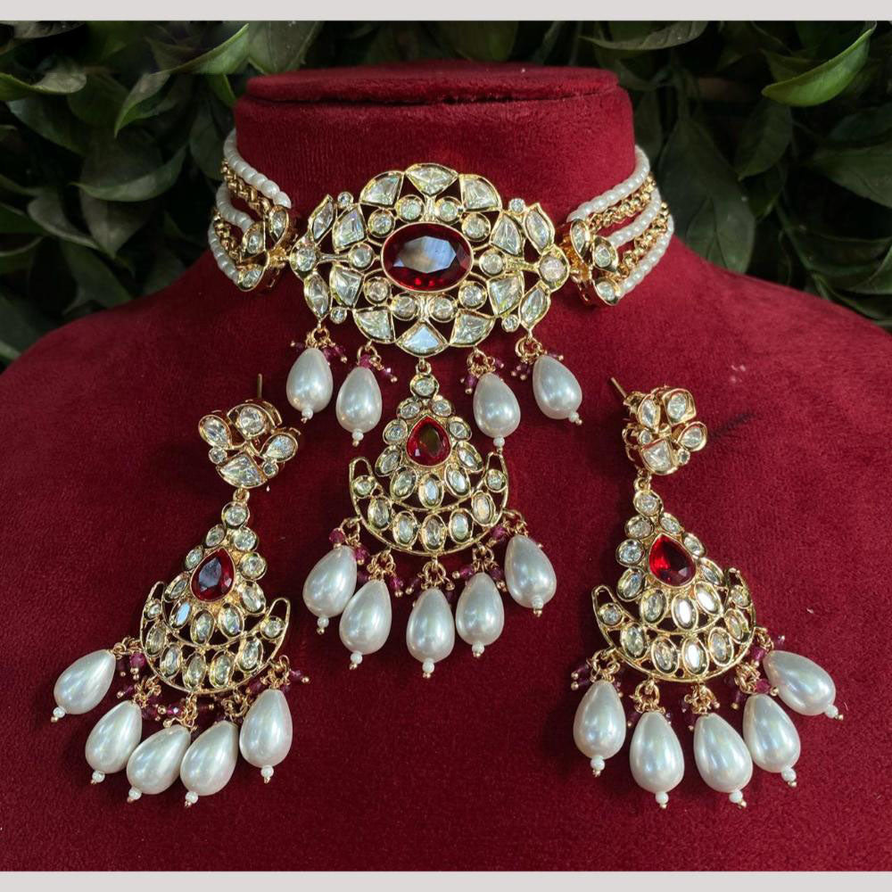 Amoliya Jewels Slay the Tradition Polki Kundan And Pearl Signature Choker Necklace Set