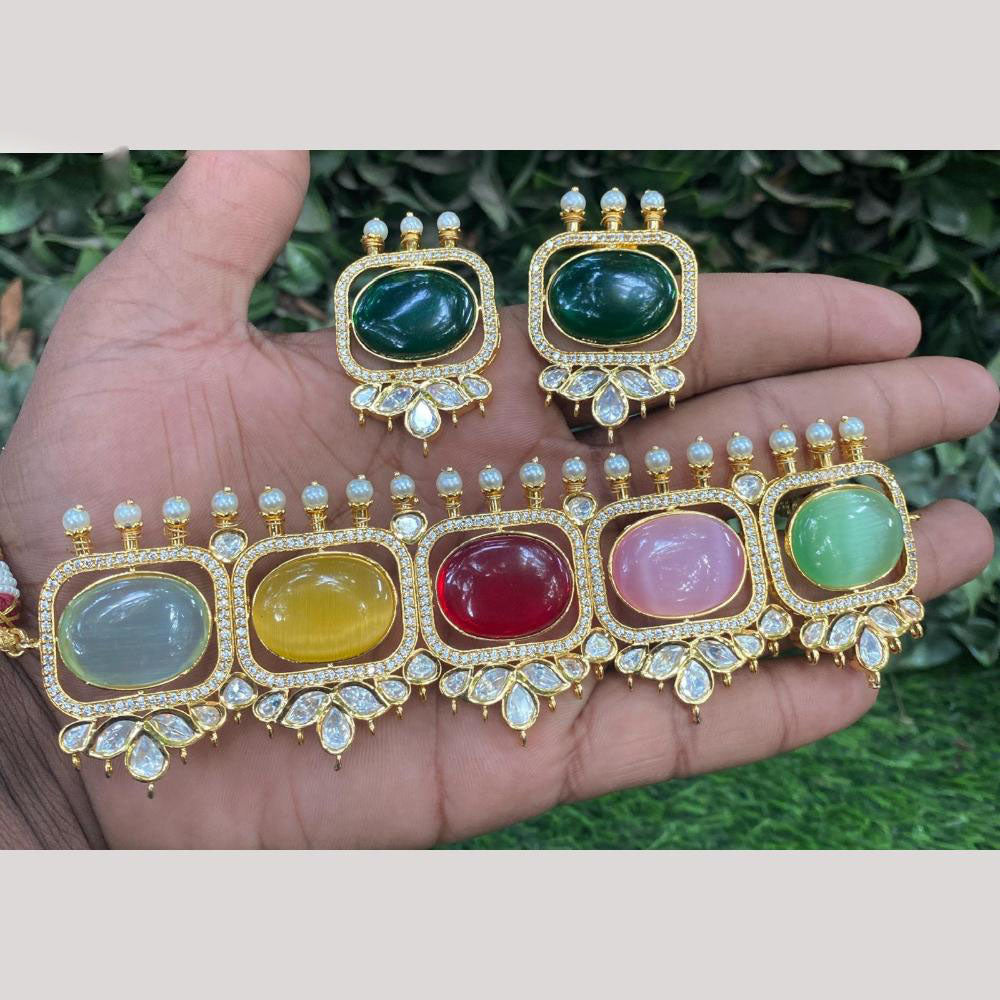 Amoliya Jewels Grace in Every Strand Polki Kundan And Pearl Choker Necklace Set