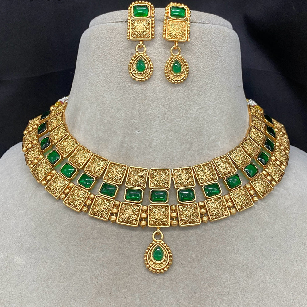 Amoliya Jewels Everyday Royal Pota Stone Necklace Set