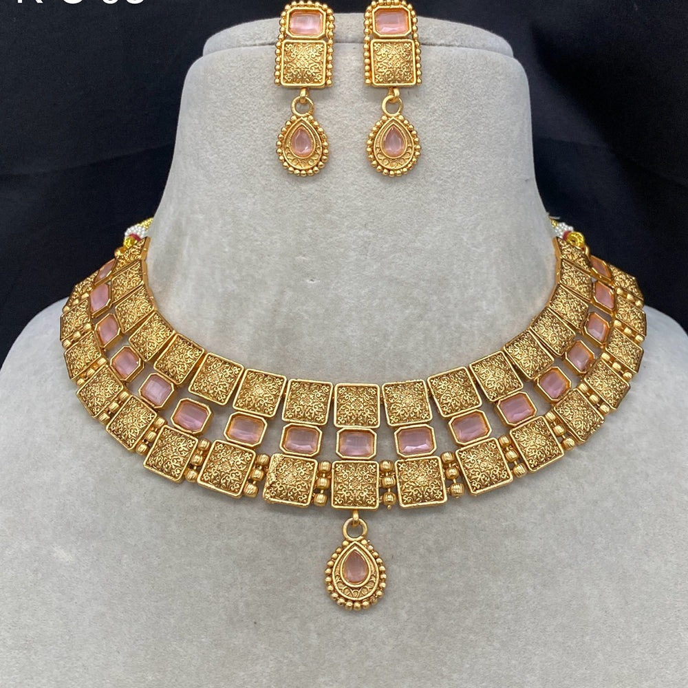 Amoliya Jewels Everyday Royal Pota Stone Necklace Set