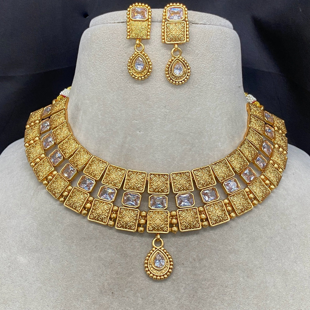 Amoliya Jewels Everyday Royal Pota Stone Necklace Set