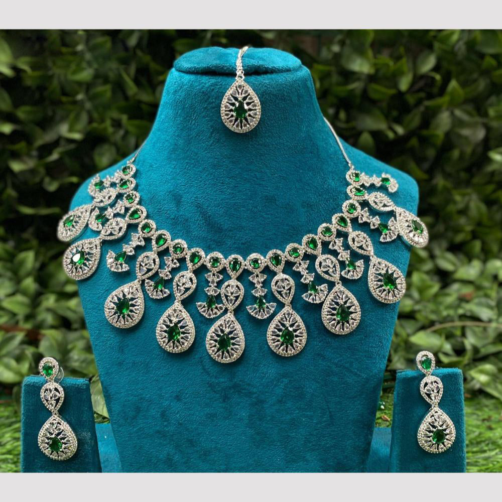 Amoliya Jewels Queen's Light American Daimonds Royalty Necklace Set