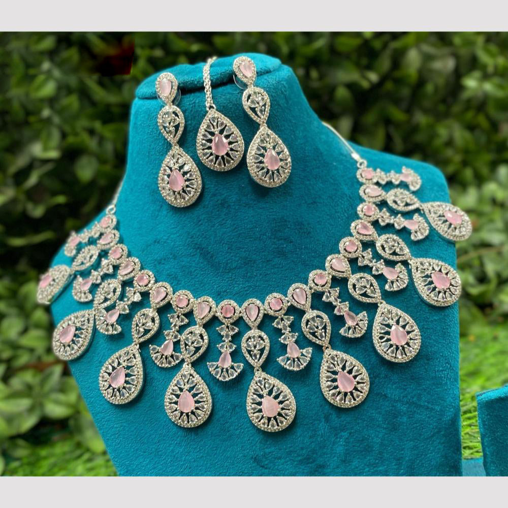 Amoliya Jewels Queen's Light American Daimonds Royalty Necklace Set