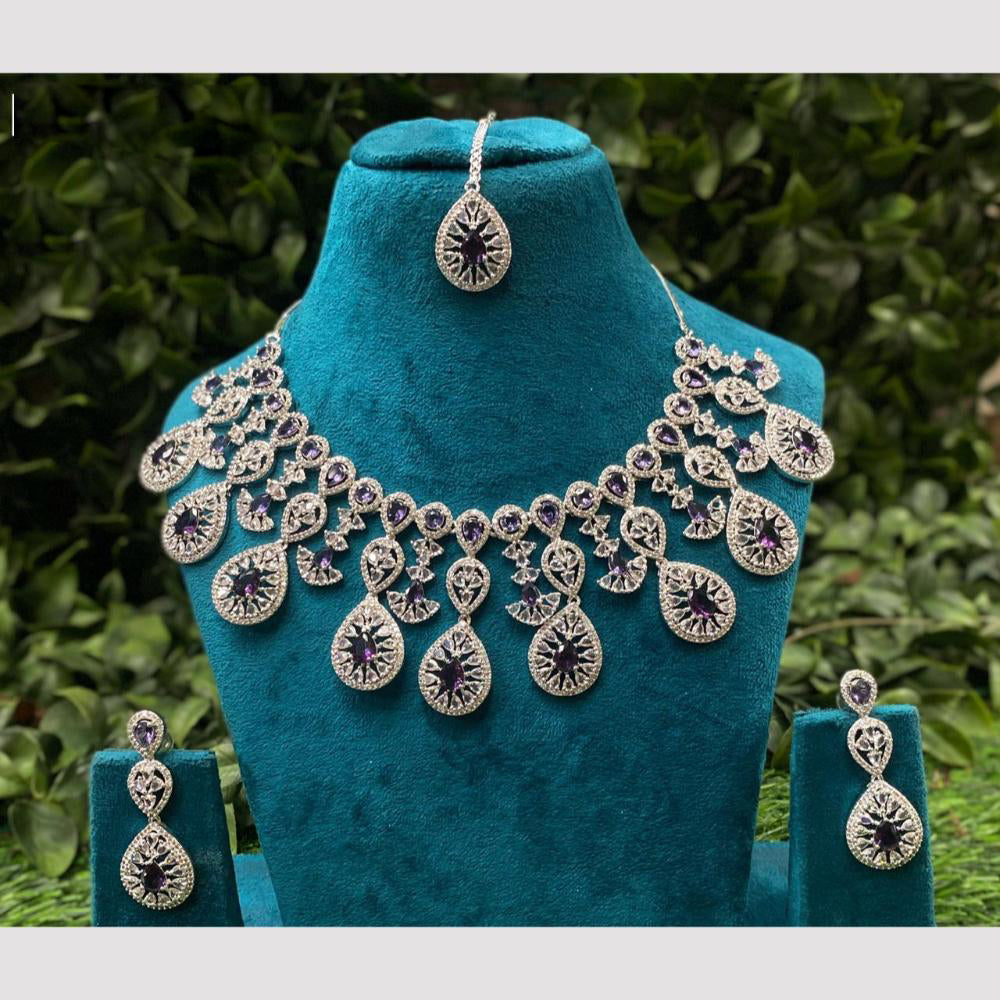 Amoliya Jewels Queen's Light American Daimonds Royalty Necklace Set