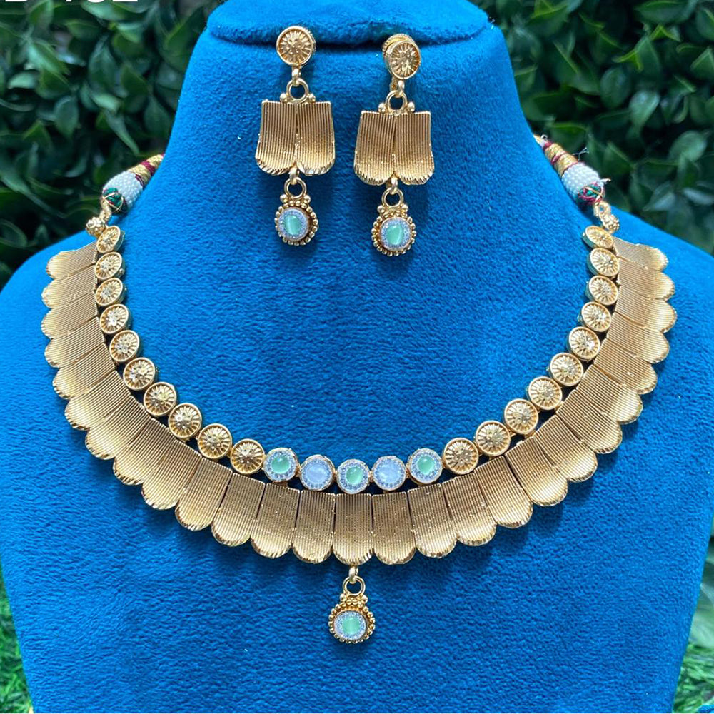 Amoliya Jewels Ethnic Pota Stone And Pearls Necklace Set