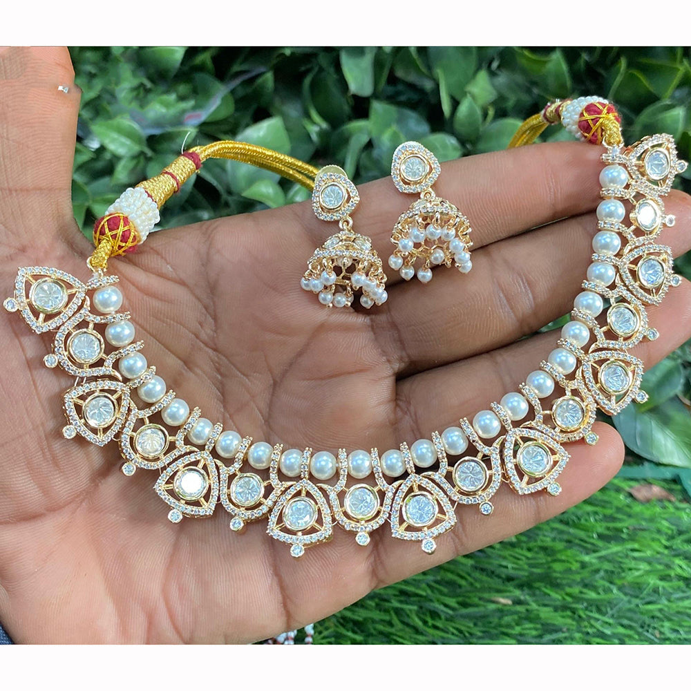 Amoliya Jewels Regal Polki Kundan Stone And Pearl Necklace Set