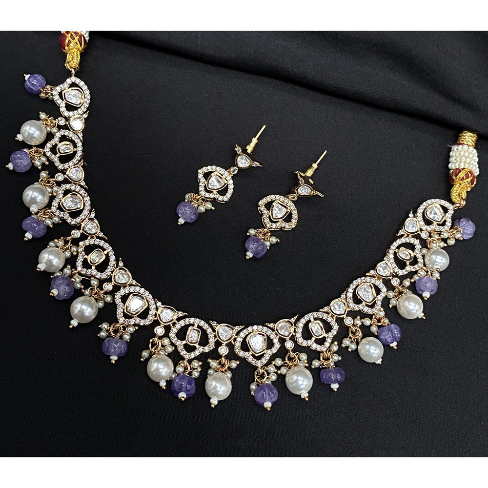 Amoliya Jewels Grand Polki Kundan Stone And Beads Necklace Set