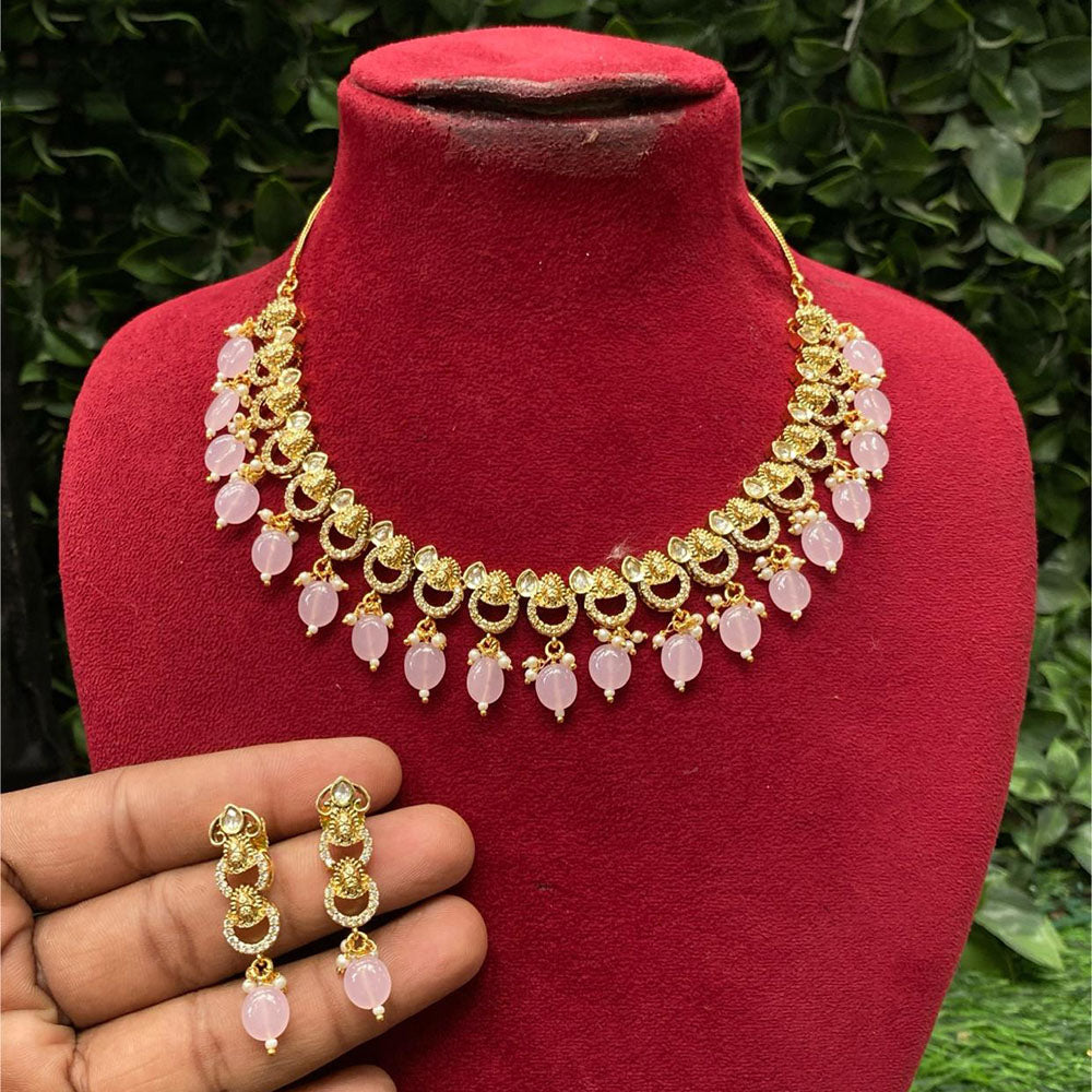 Amoliya Jewels Classic Ethnic Polki Kundan Pearl And Beads Necklace Set