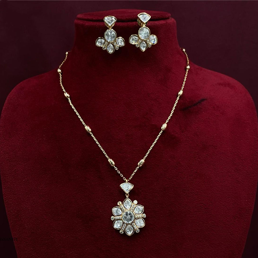 Amoliya Jewels Designer Polki Kundan Stone Necklace Set