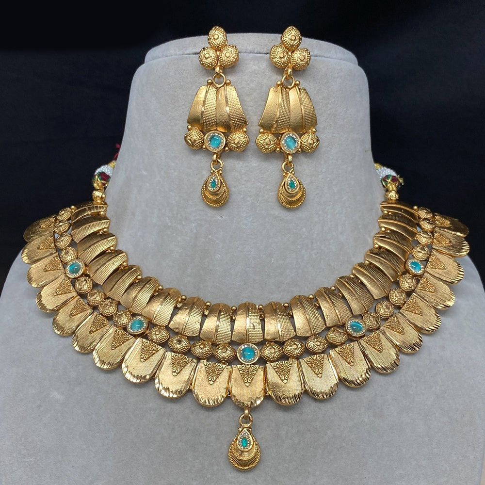 Amoliya Jewels Ethnic Pota Stone Graceful Necklace Set
