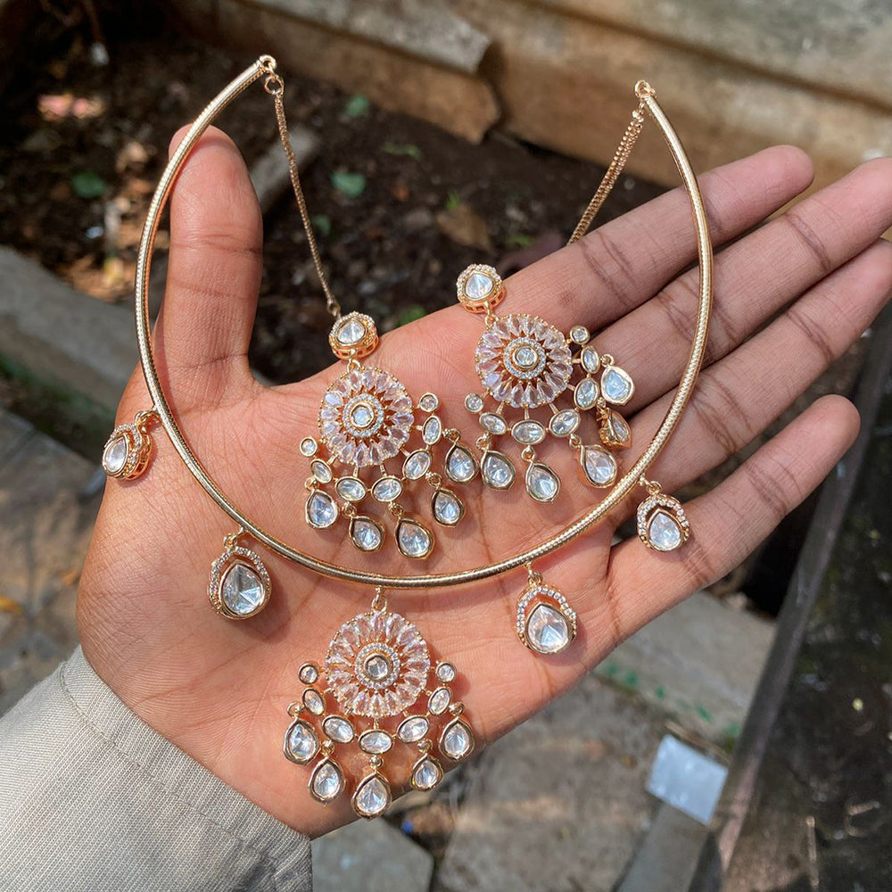 Amoliya Jewels Designer Polki Kundan Stone Necklace Set