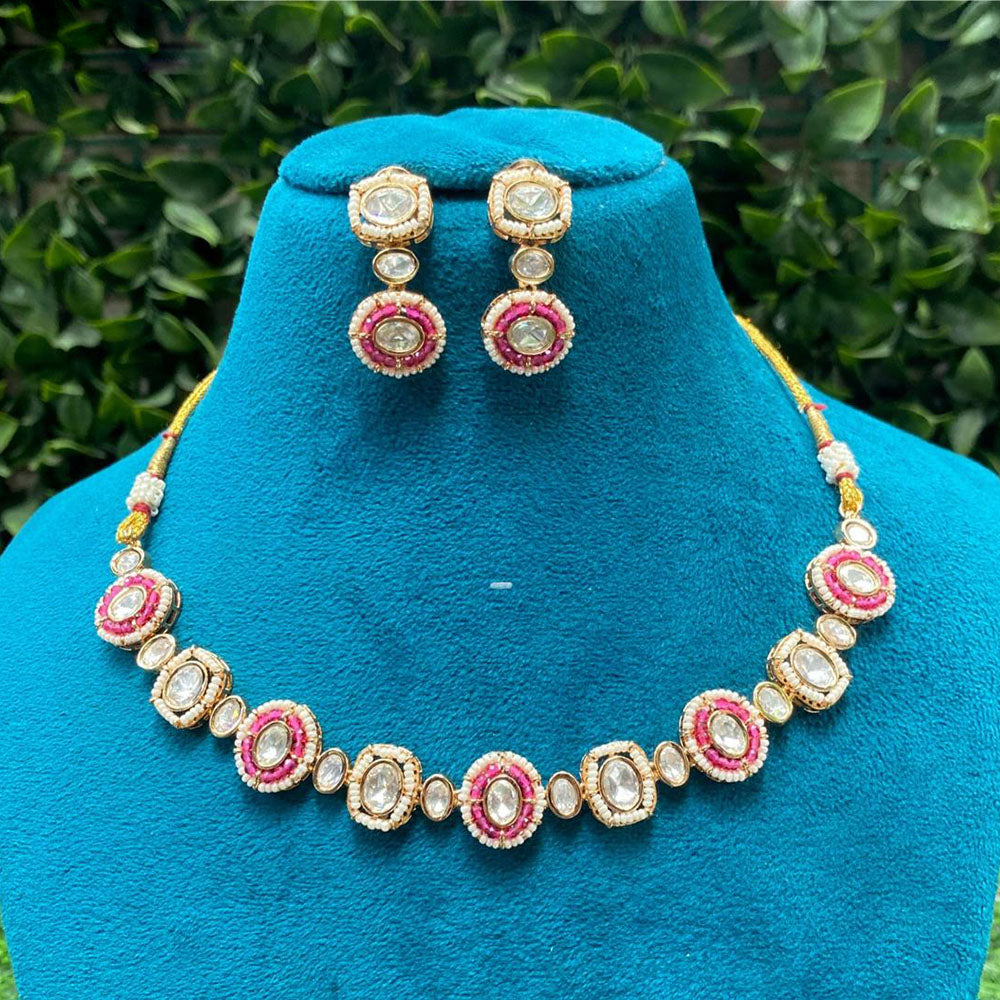 Amoliya Jewels Designer Polki Kundan Stone And Pearl Necklace Set