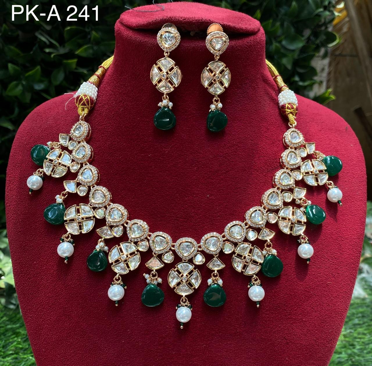 Amoliya Jewels Designer Polki Kundan Stone And Beads Necklace Set