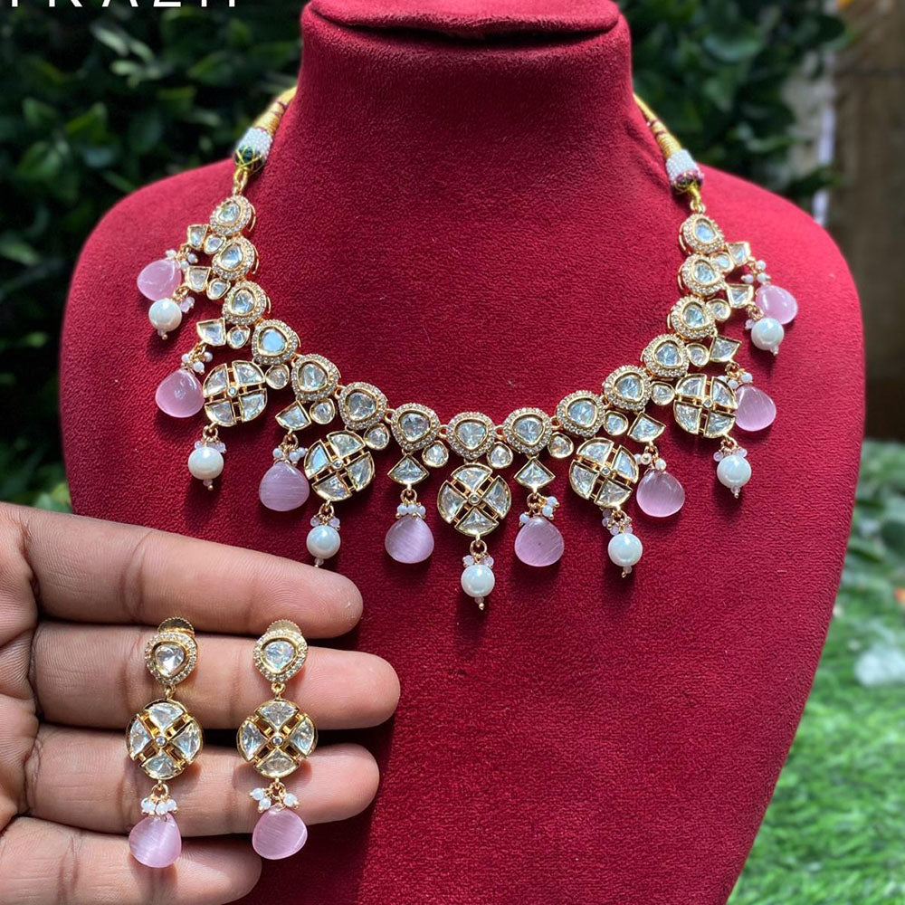Amoliya Jewels Designer Polki Kundan Stone And Beads Necklace Set