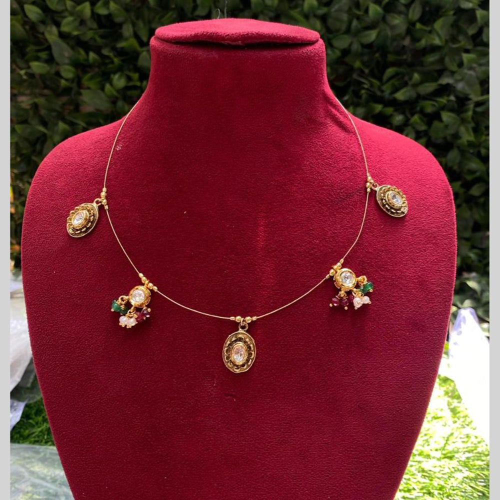 Amoliya Jewels Royal Kundan Stone And Pearl Necklace