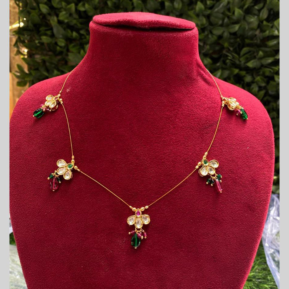 Amoliya Jewels Royal Pota Stone And Pearl Necklace